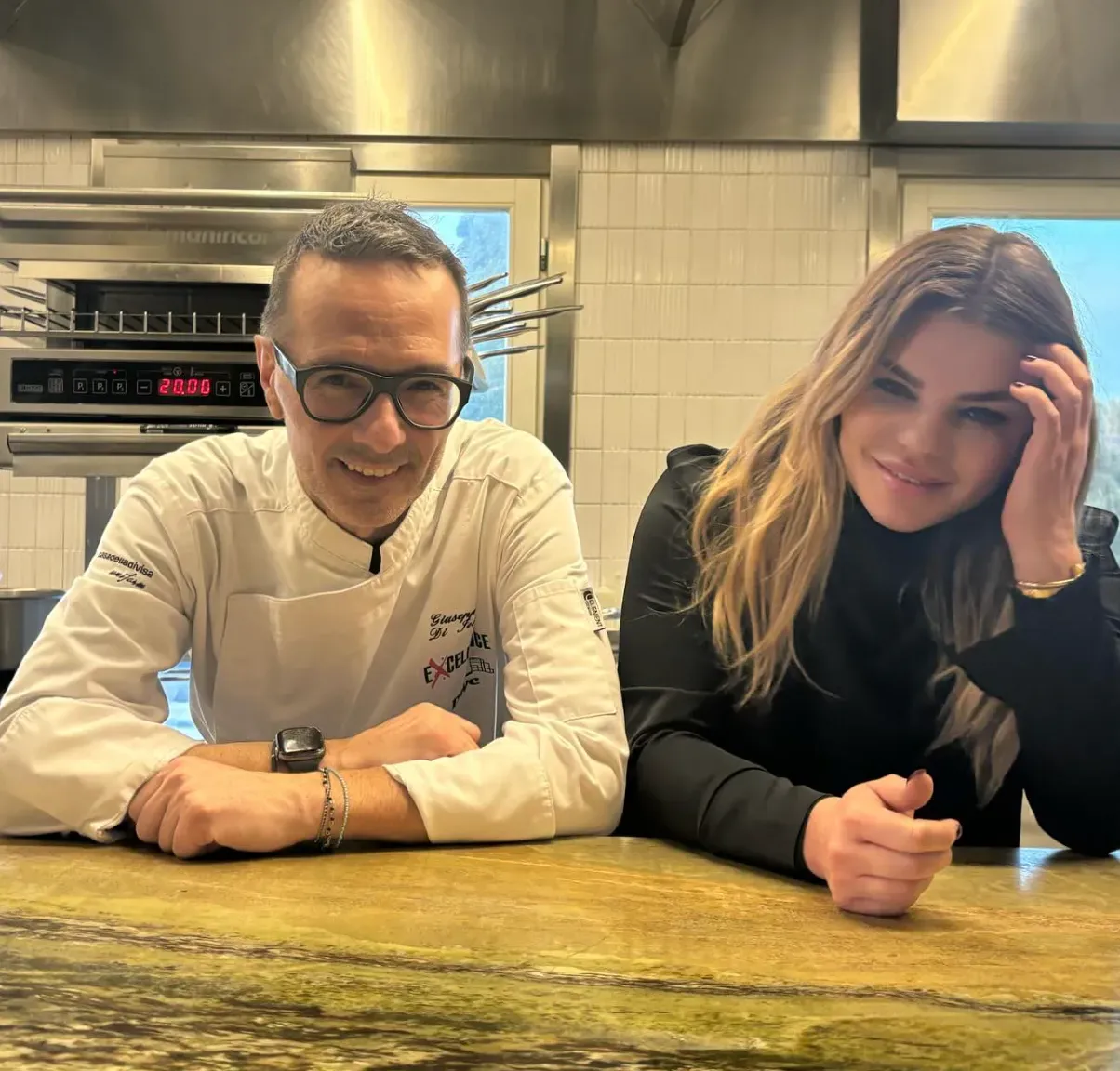Maria Rosito con lo chef Giuseppe Di Iorio, Ristorante Aroma
